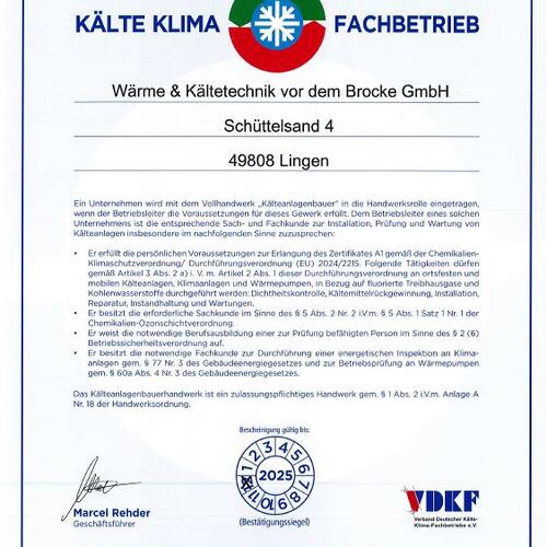 Fachunternehmerbescheinigung 2025