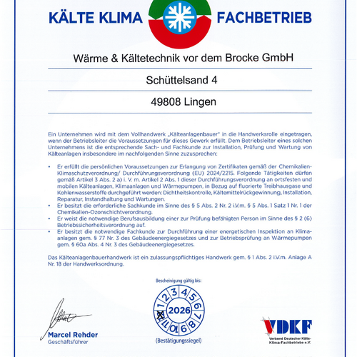 Fachunternehmerbescheinigung 2026